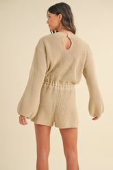 Round Neck Long Sleeve Sweater Romper Mable
